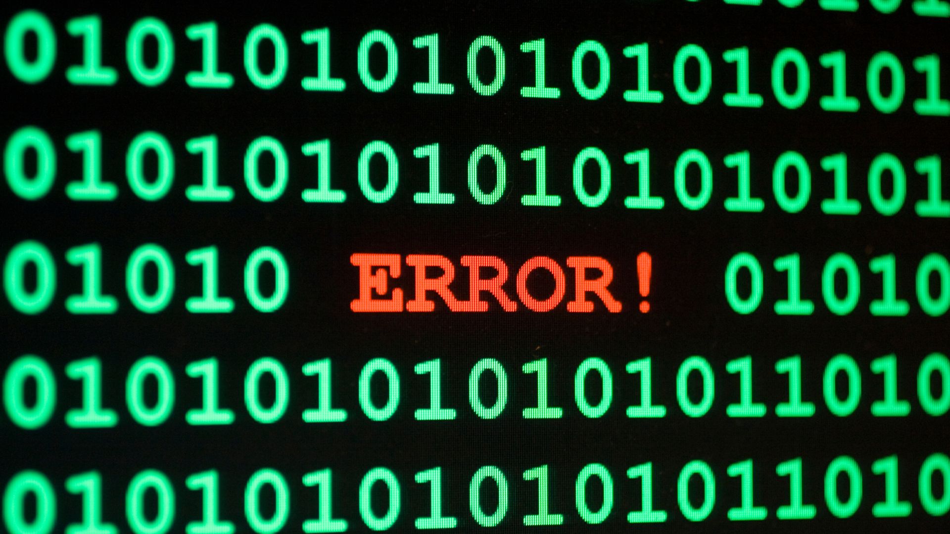 Error message on a computer.