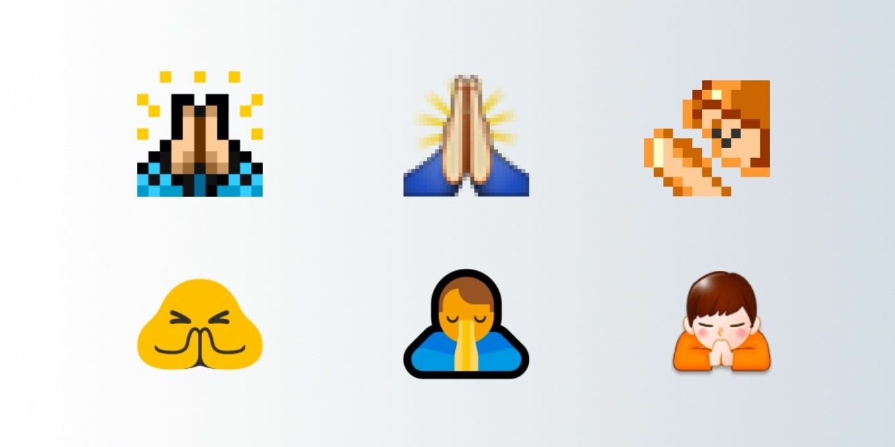 prayer hands emoji versions