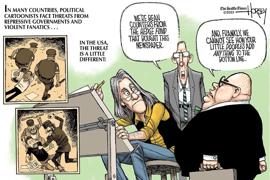cartoon of David Horsey, The Seattle Times