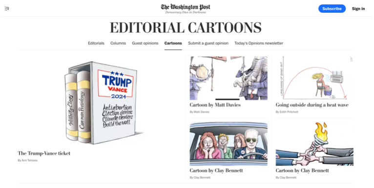 cartoon of Washington Post, Cartoon Section