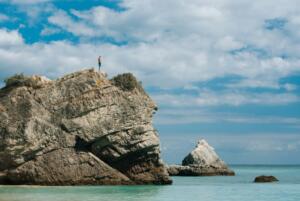 man on cliff