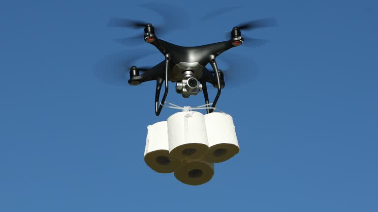 image of drone carrying toilet paper