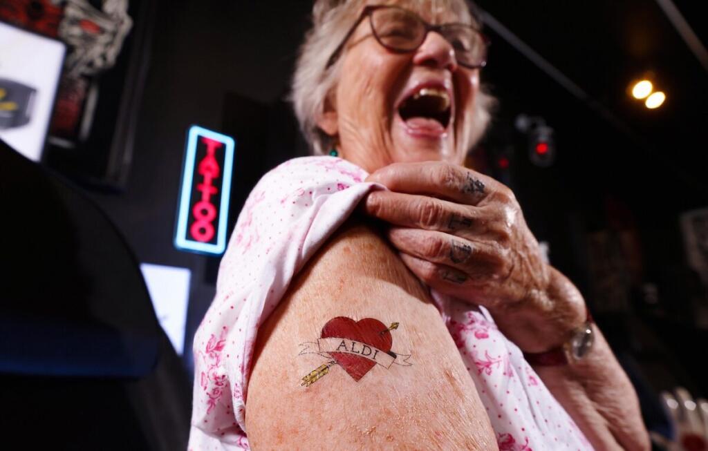 Aldi ad old lady tattoo