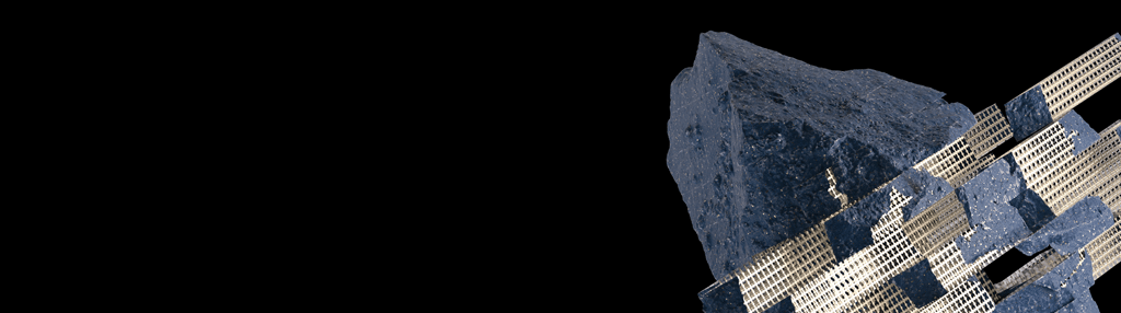 Concept deconstructed rock with modern metal beams