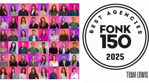 TEAM LEWIS beste PR-bureau (groot) in FONK150 Best Agencies 2025