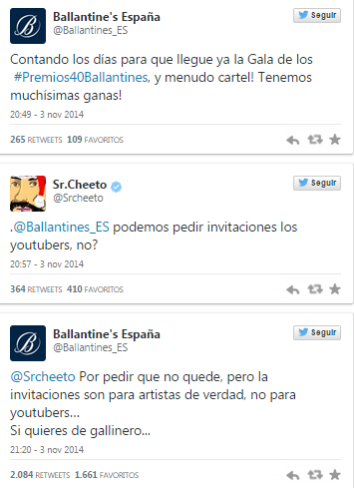 mejor respuesta community manager ballantines