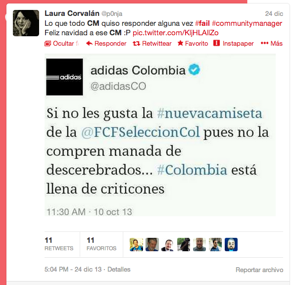 respuesta community manager adidas