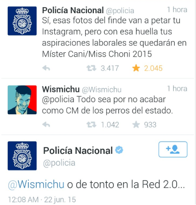 respuesta community manager policia