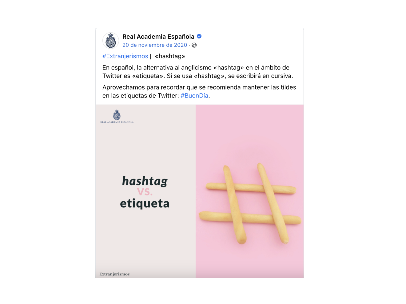 Rae definición hashtag