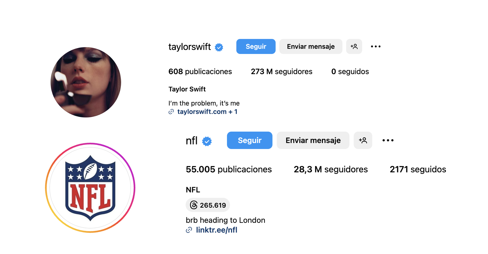 instagram Taylor Swift y NFL