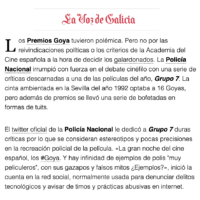 Noticia La Voz de Galicia Twitter La Policía
