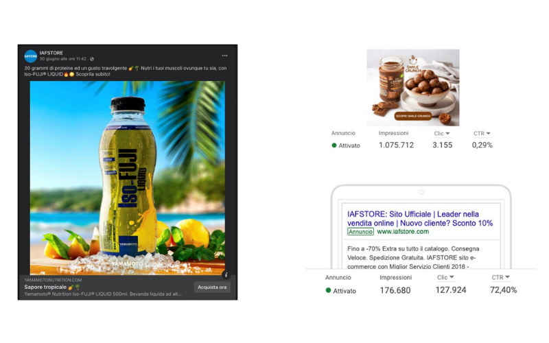 Campagne di Advertising per IAFSTORE e Yamamoto Nutrition