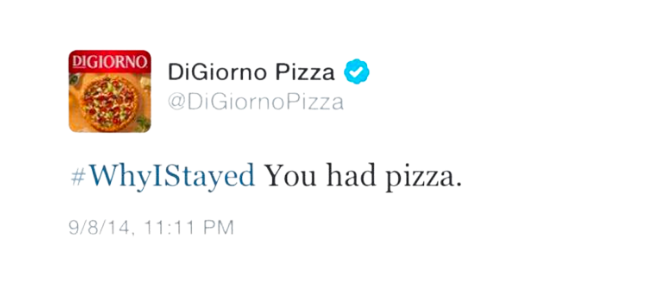 Esempio di Tweet legato al Trendjacking - DiGiorno Pizza