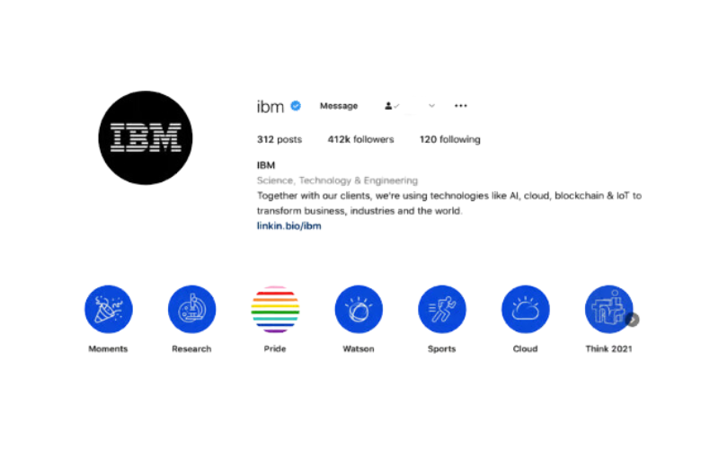 Idee per storie Instagram - Esempio IBM