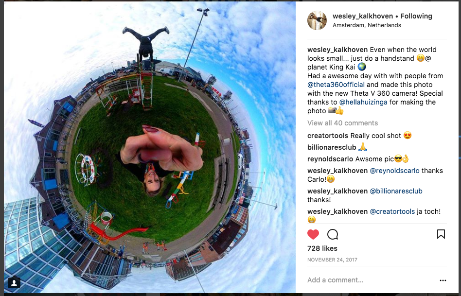 Influencers @hellahuizinga en @wesley_kalkhoven op ons event voor de Theta V van Ricoh Imaging