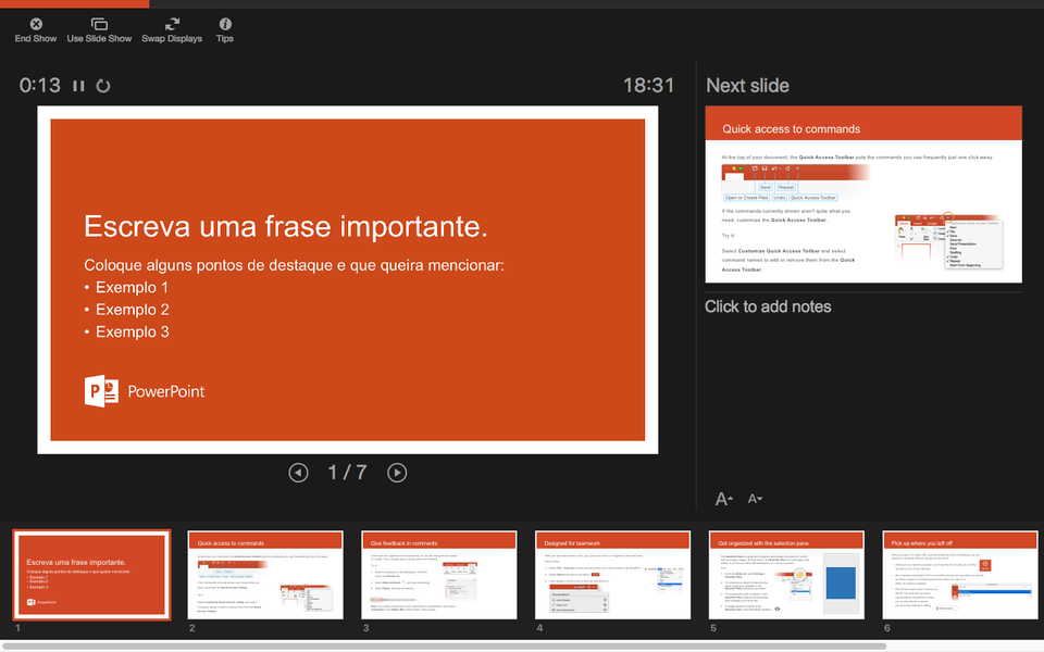 Modo de exibição powerpoint