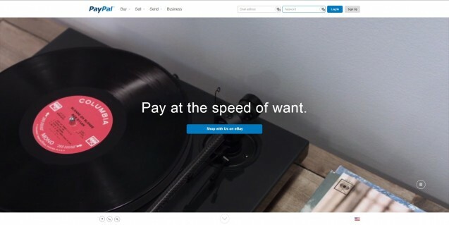 Paypal homepage