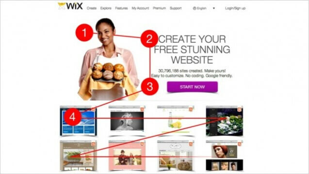 Wix homepage hierarquia