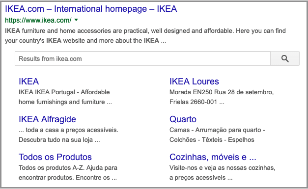 Navegação pagina IKEA