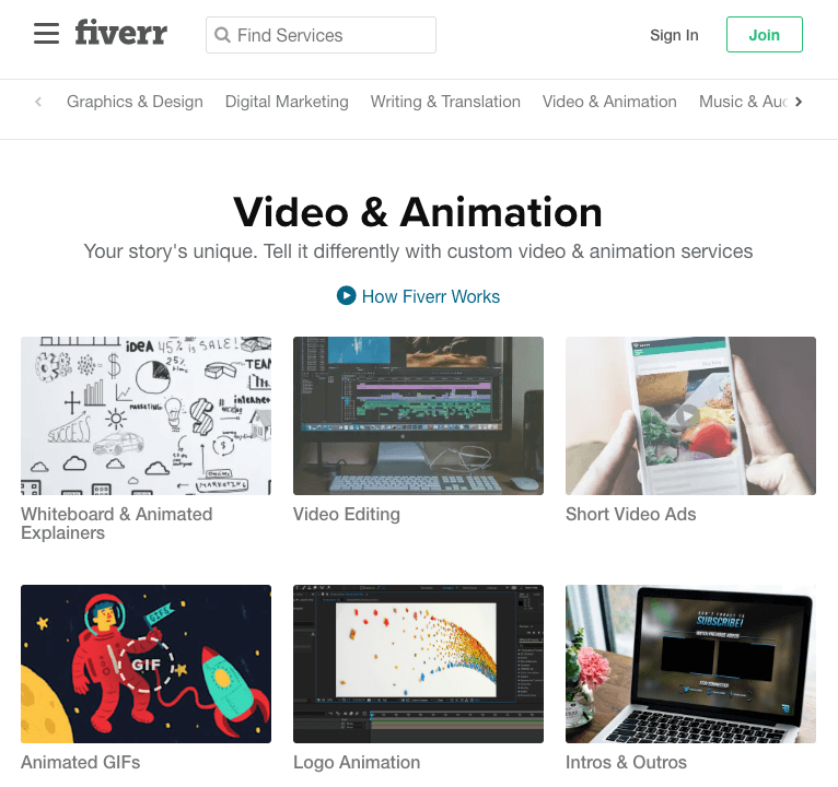 Fiverr producao videos