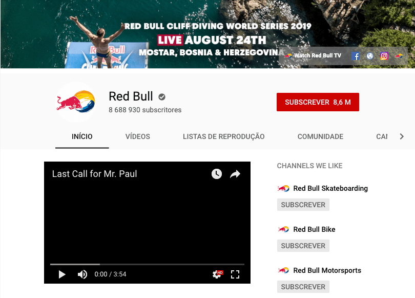 Pagina Youtube Red bull