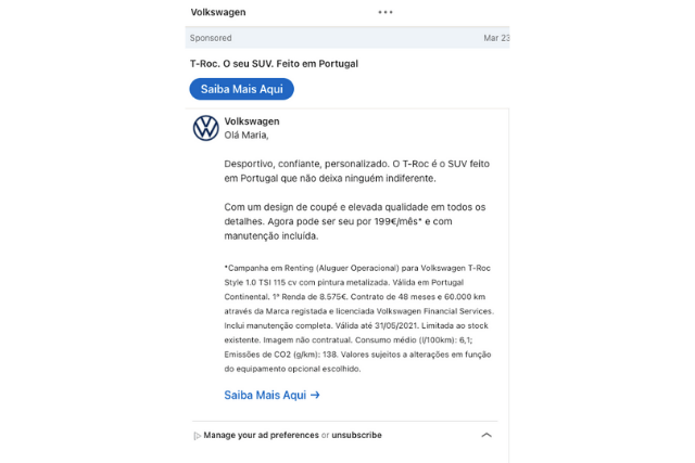 anuncio linkedin mensagem