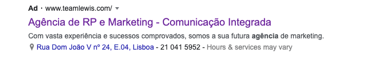 google text exemplo