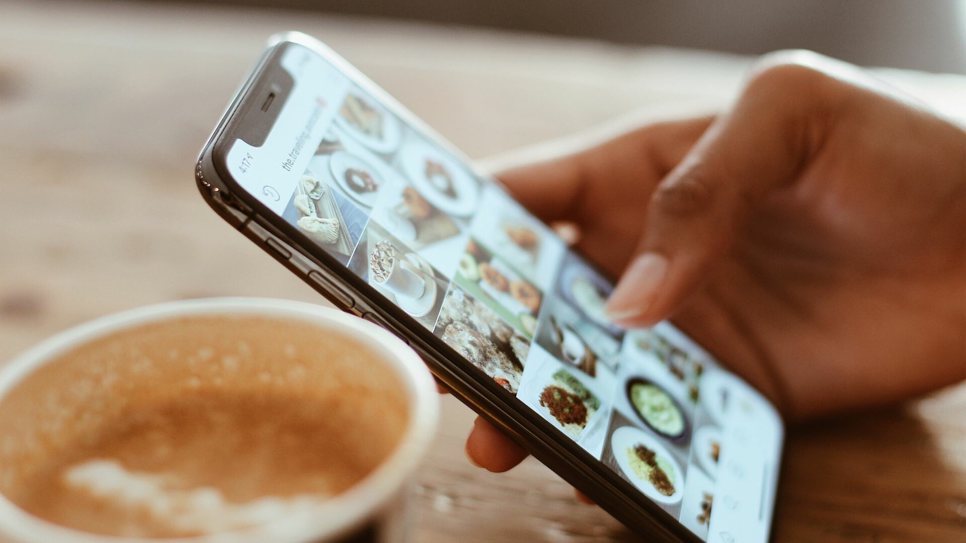 Hand scrolling on phone
