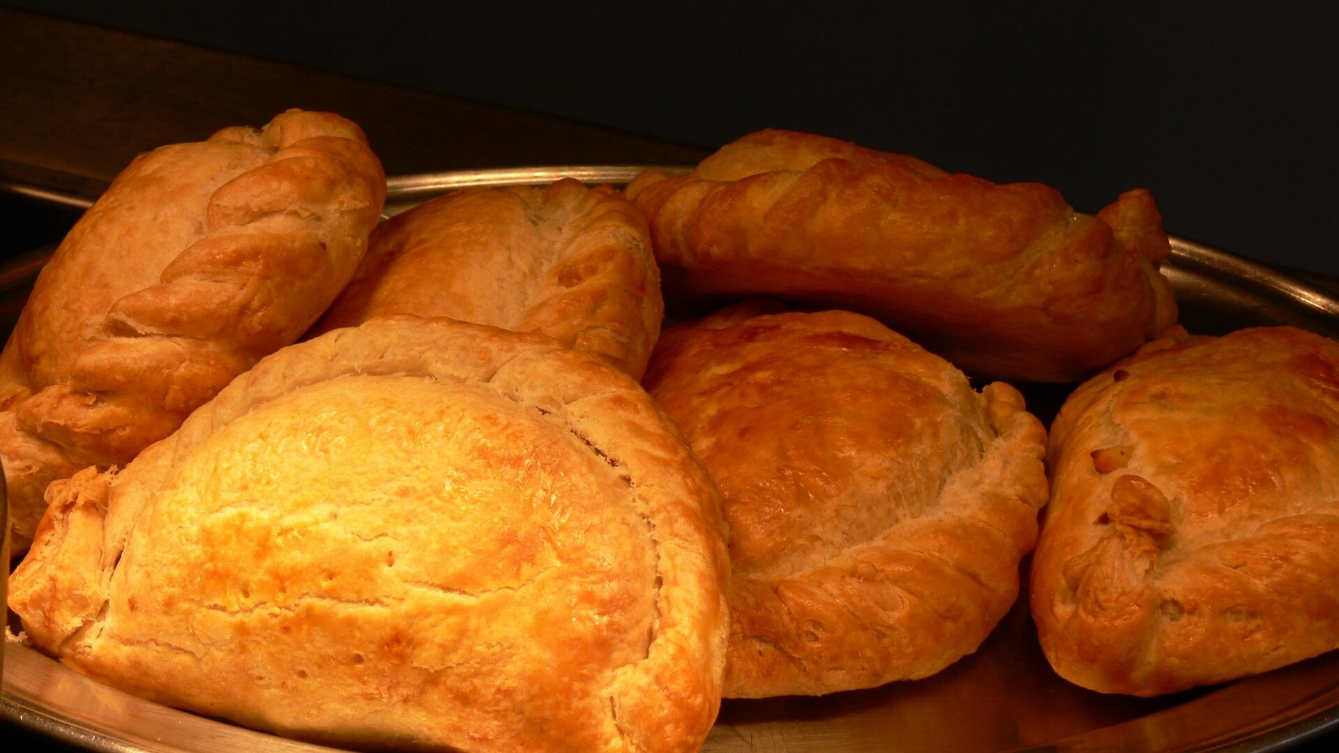 Pasties in an oven.