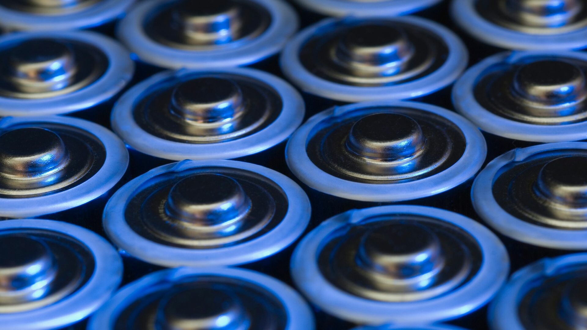 Close up of the tops of batteries.