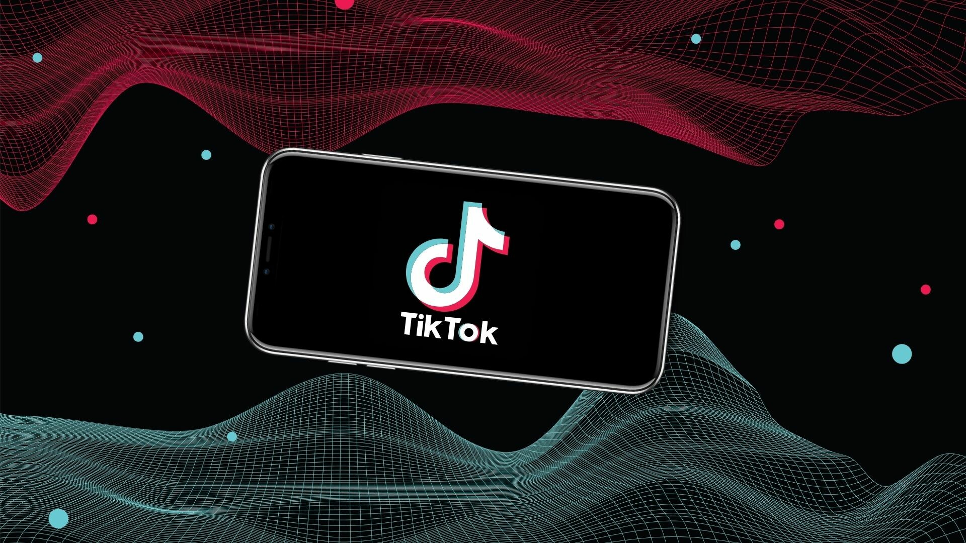 Horizontal phone with TikTok logo on it.