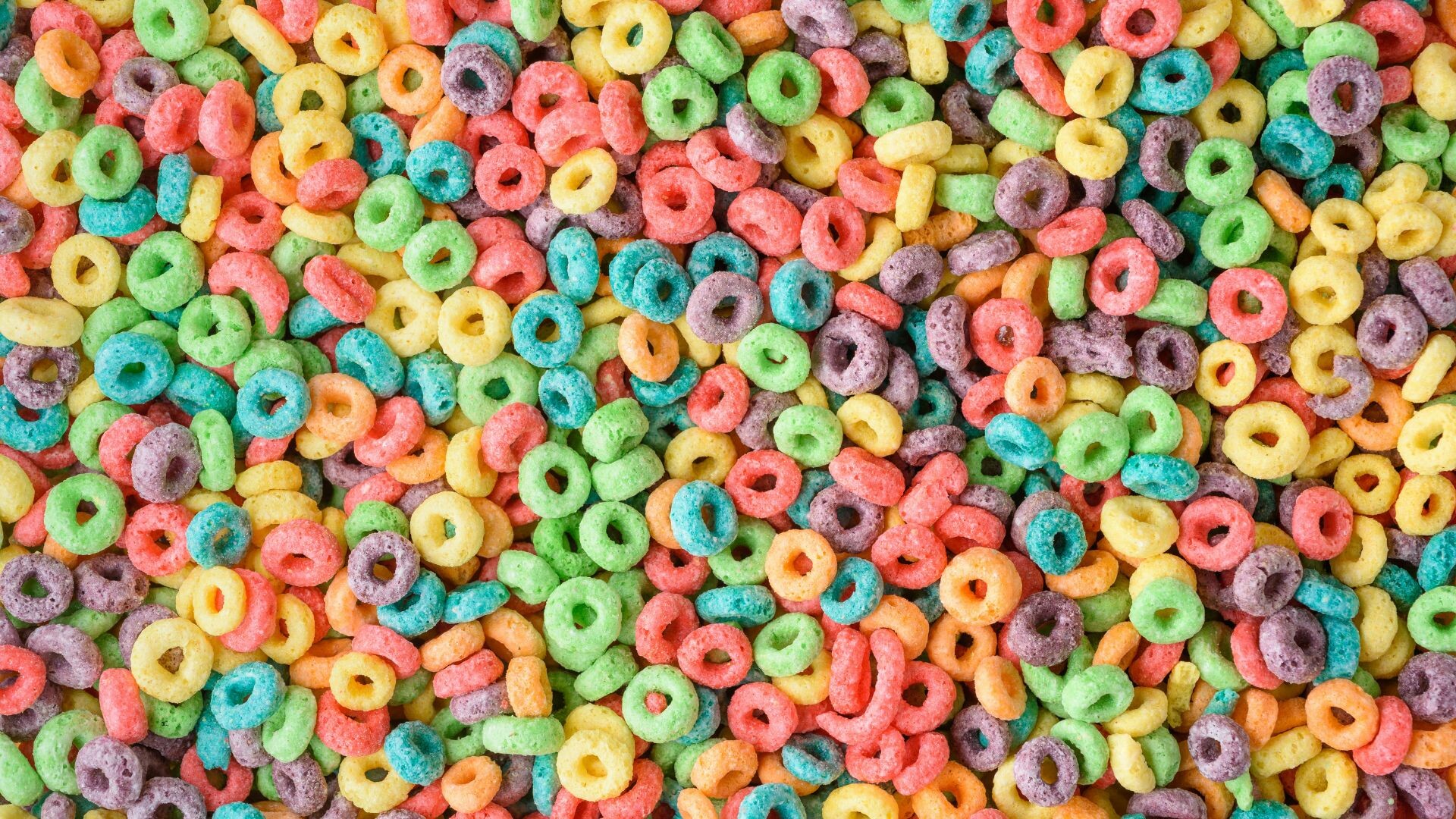 Lots of colourful cereal.