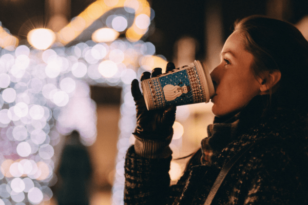 Woman drinking hot chocolate