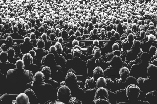 Image of audience in black and white