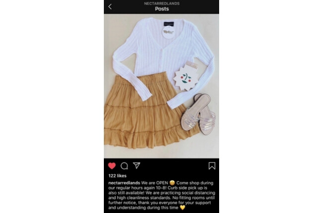 Instagram example post addressing COVID-19