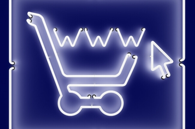 neon sign of shopping cart