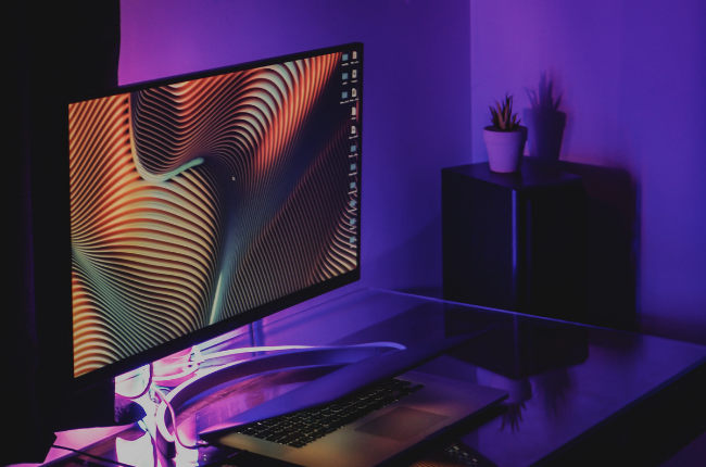 Desktop setup on desk