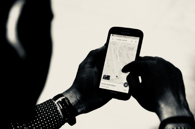 Black and white image of Google maps