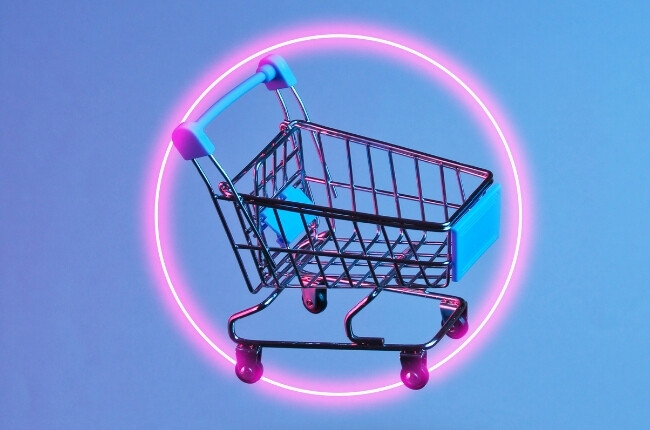 shopping cart on a blue background