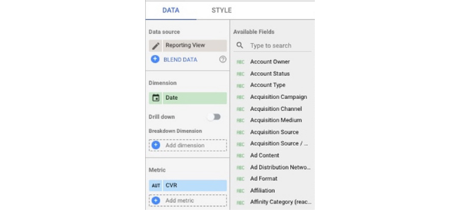 Settings for data visualization tool