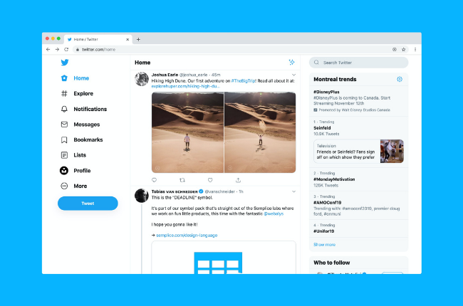 Screenshot of Twitter for desktop