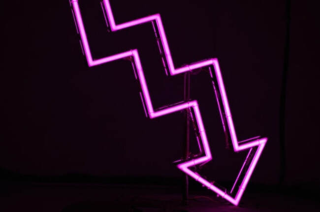 neon arrow pointing down