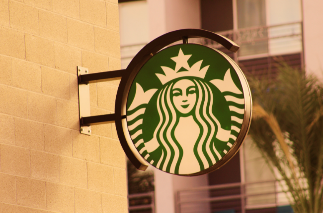 Starbucks logo on sign 