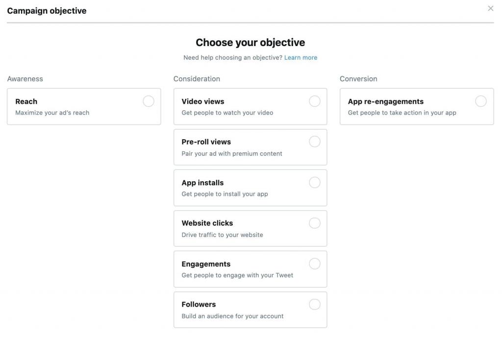 Twitter Ads campaign objective