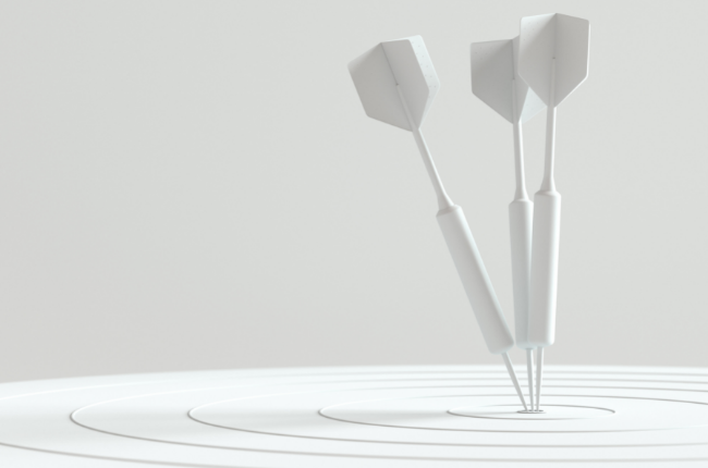 Minimal white target and darts