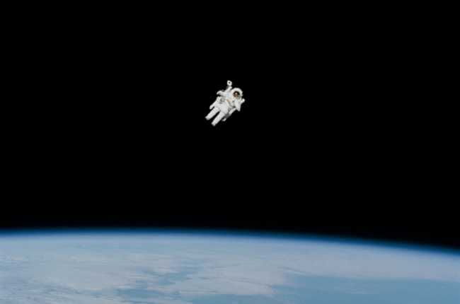 Astronaut floating in space