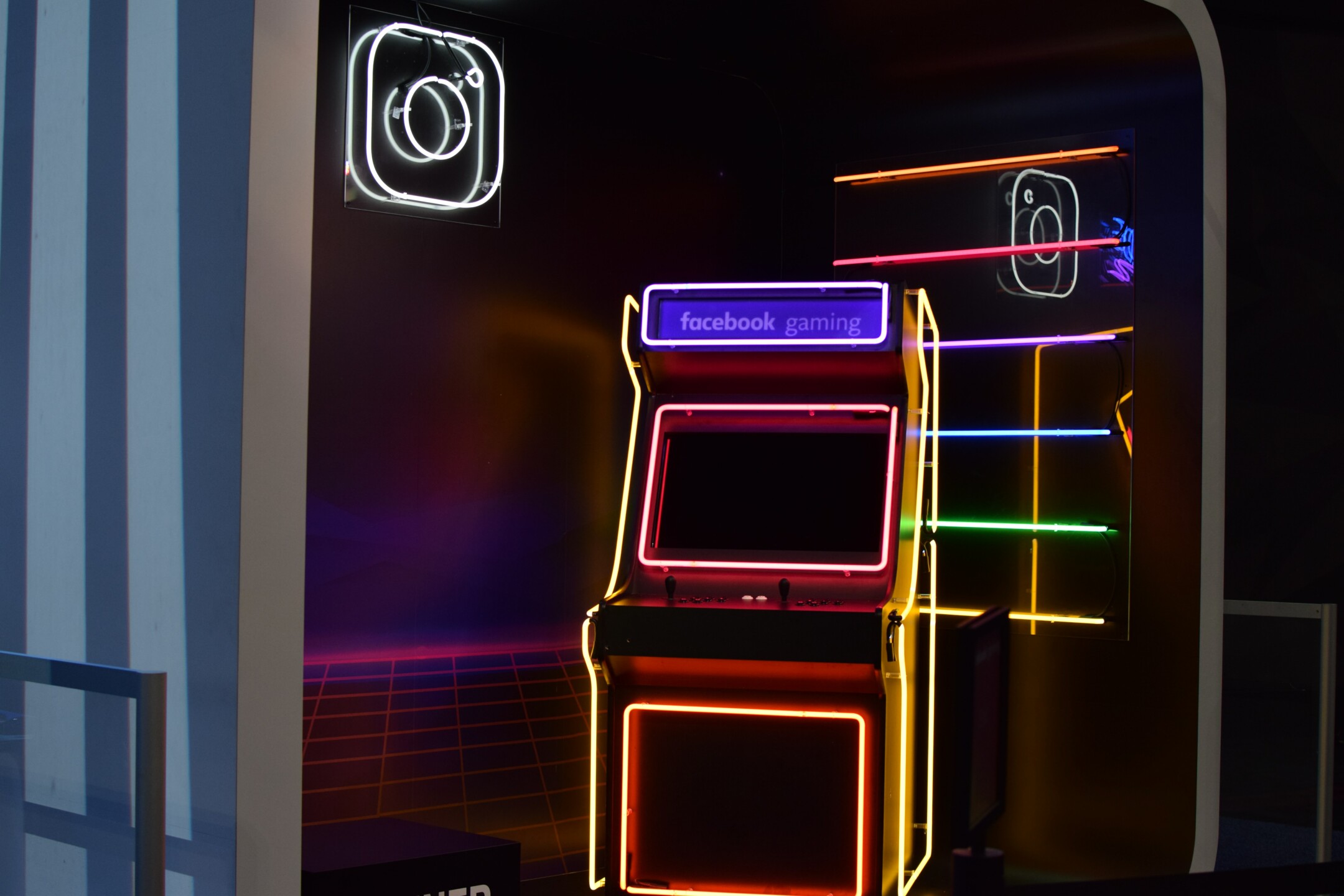 neon social media arcade game