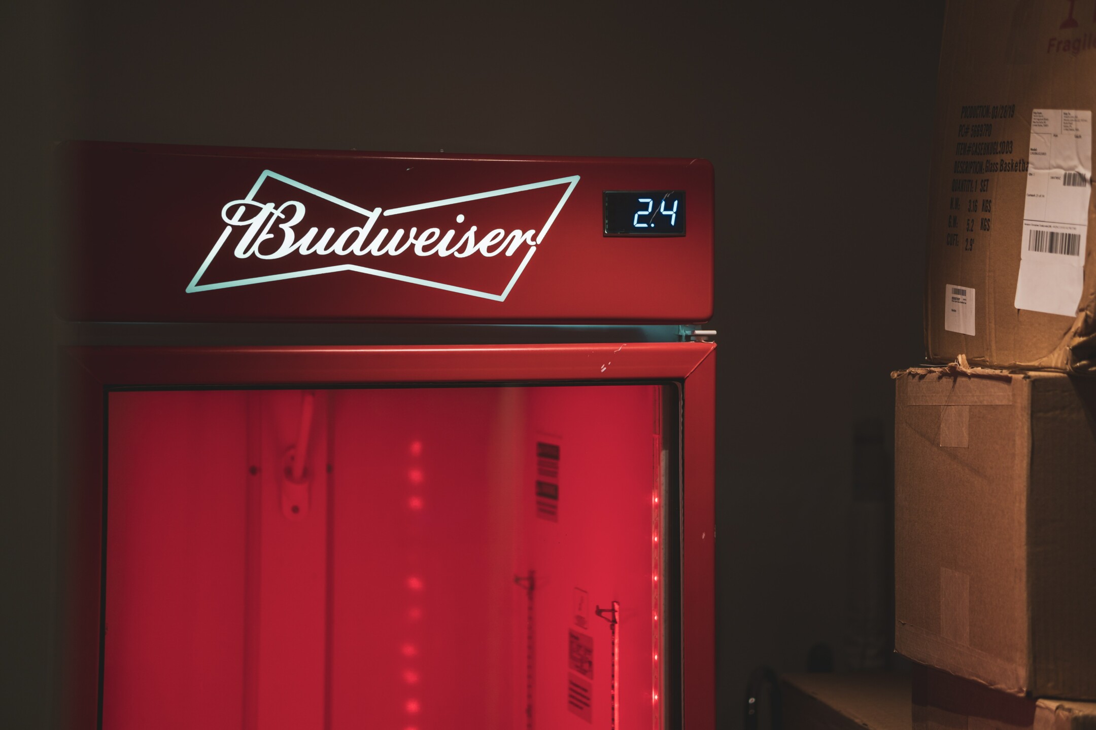 red budweiser fridge