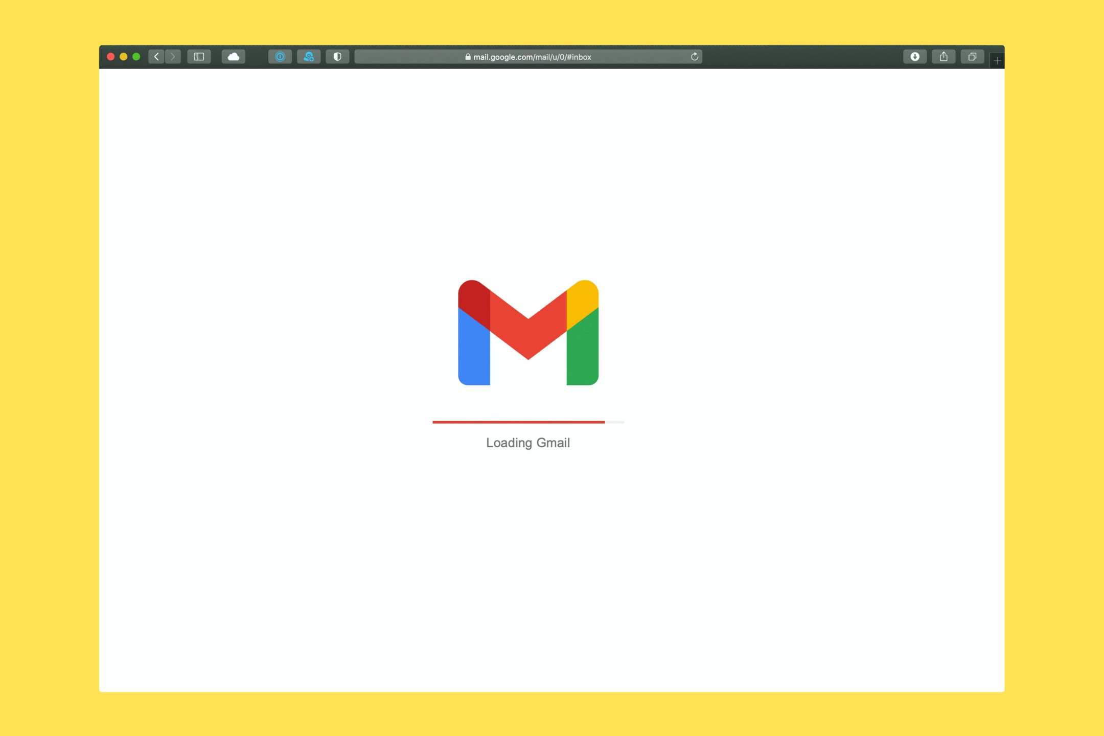 gmail loading screen on yellow background