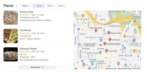 Google Local Pack Featured Snippet Example